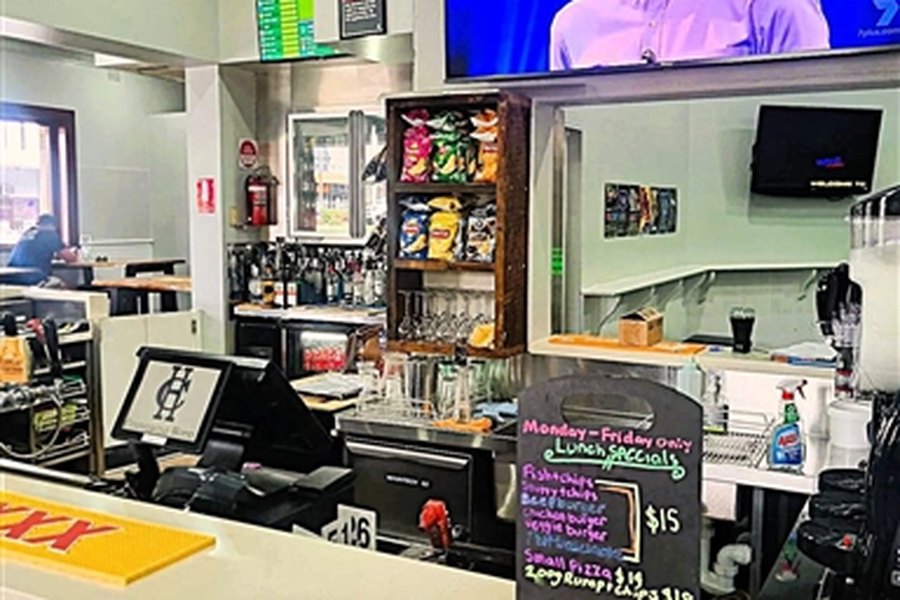 The public bar and servery